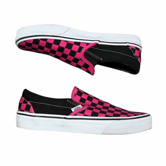 NWOT Vans Pink & Black Checkerboard Unisex Slip-On Skate Shoe - Size 8.5 - Picture 11 of 16